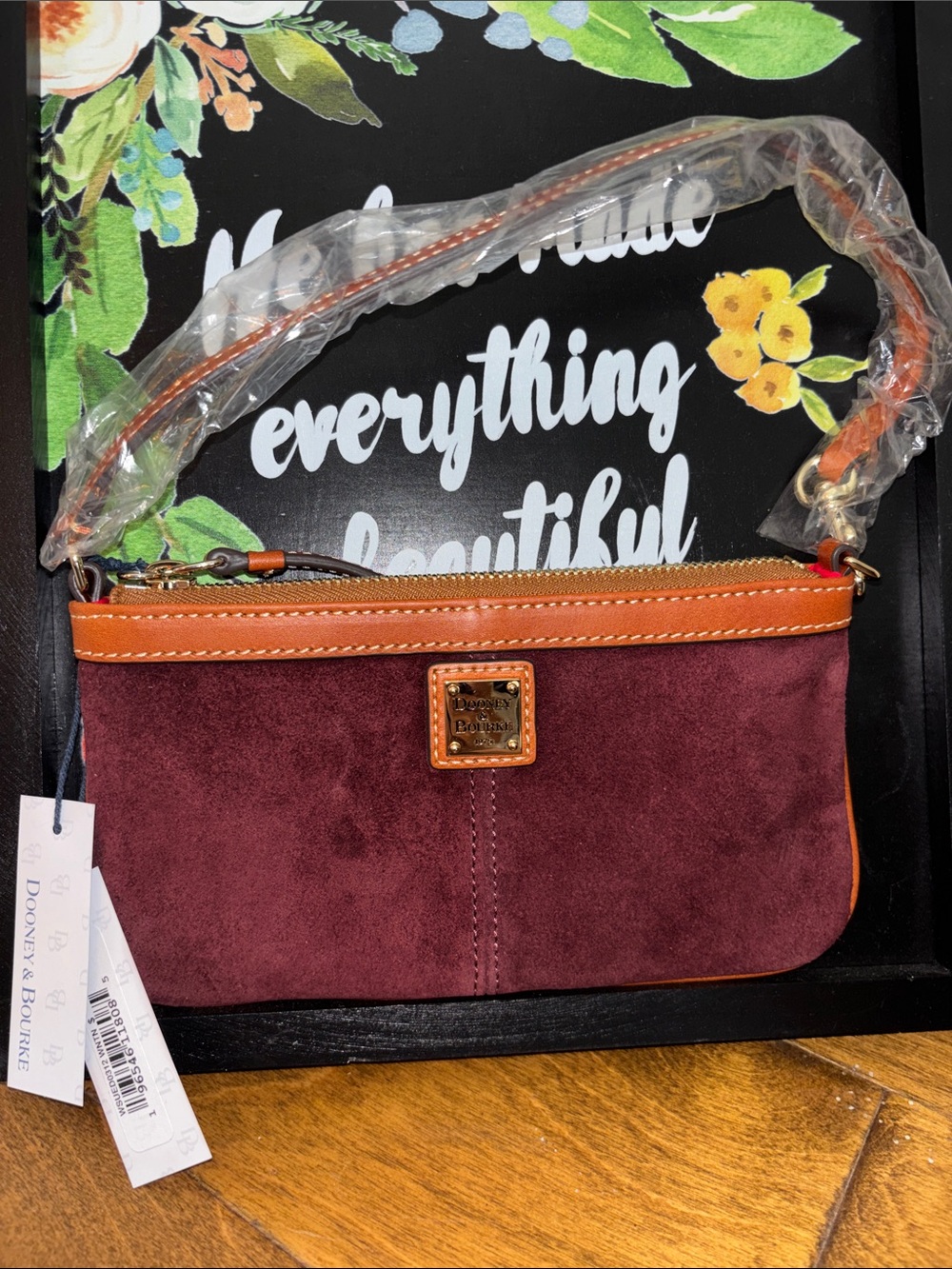 Dooney & Bourke Wine Suede East West Pocket Crossbody NWT